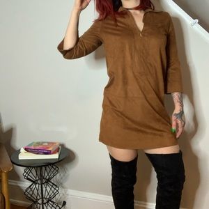70’s inspired camel mini dress